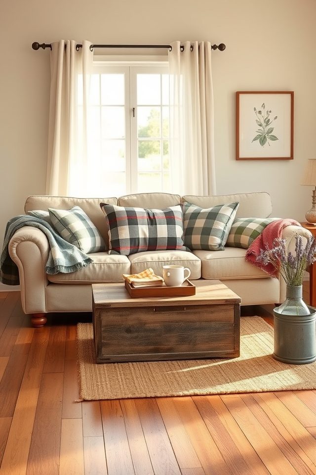 20 Charming Farmhouse Decor Ideas Celebrating Country Spirit 7 plaid gingham farmhouse textiles