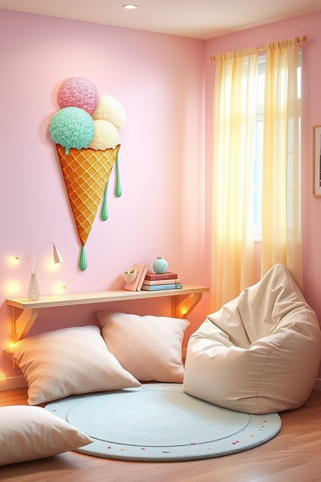12 Basement Room Decor Ideas for a Cool National Ice Cream Day Retreat 7 playful ice cream cone space