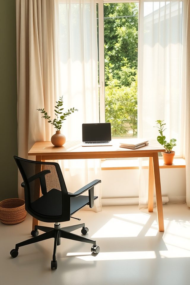 15 Productive Home Office Decor Ideas for a Focused & Simple Workspace 2 position desk near window