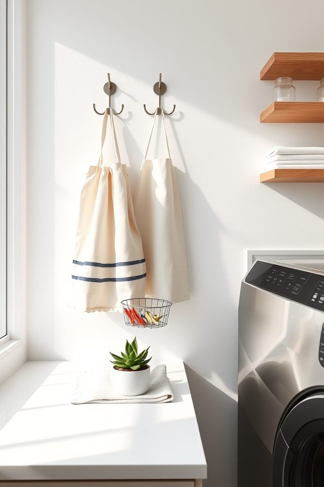 14 Laundry Room Decor Ideas to Brighten National Simplicity Day 3 practical stylish wall hooks