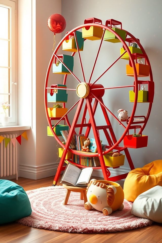 15 Playful Carnival-Themed Kids Room Decor Ideas for Endless Fun 9 rotating ferris wheel bookshelf
