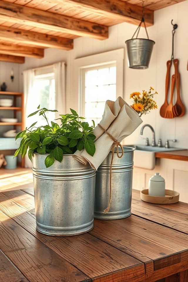20 Charming Farmhouse Decor Ideas Celebrating Country Spirit 11 rustic farmhouse galvanized buckets