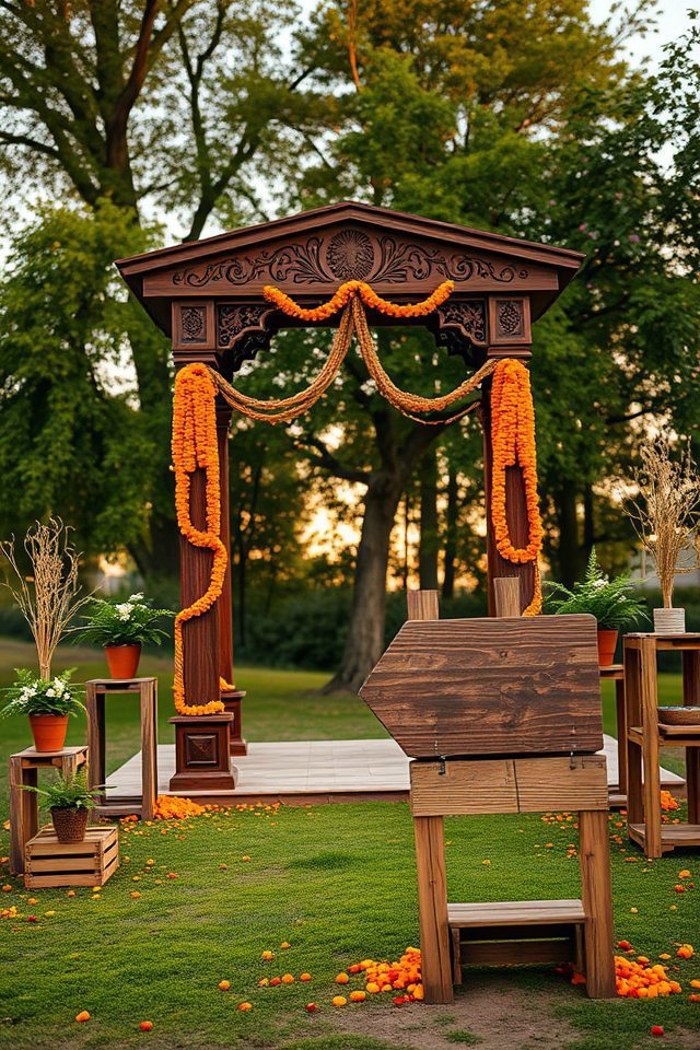 13 Desi Wedding Decor Inspirations for a Vibrant National Cousins Day 10 rustic wooden earthy charm