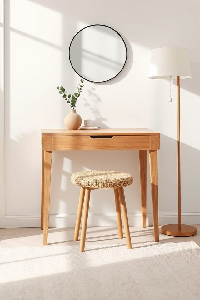 16 Glamorous Vanity Setup Ideas for Your Aesthetic Bedroom 7 scandinavian natural wood simplicity