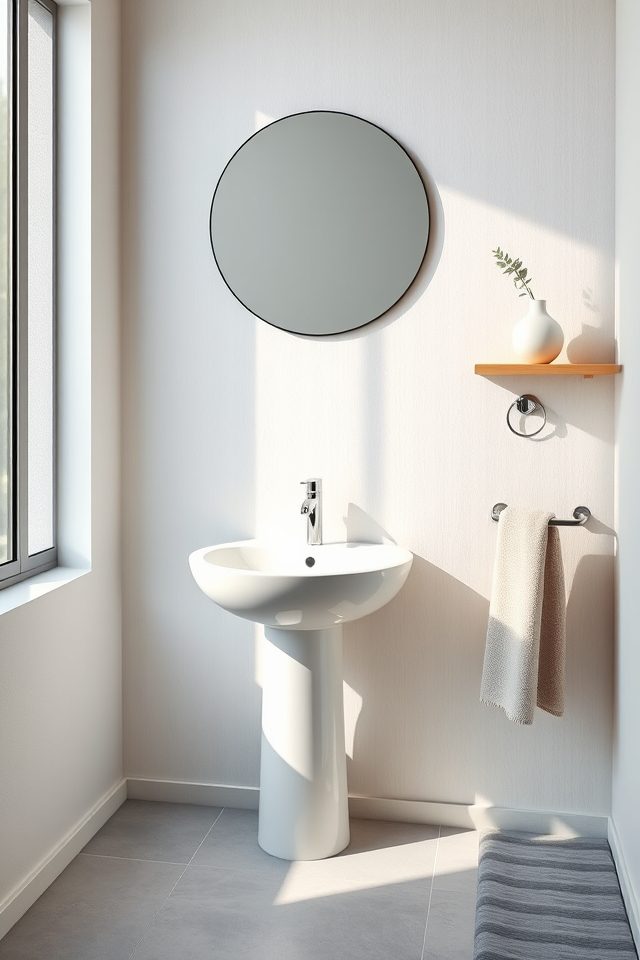 18 Bathroom Wallpaper Ideas to Celebrate National Vanilla Ice Cream Day 8 serene minimal off white