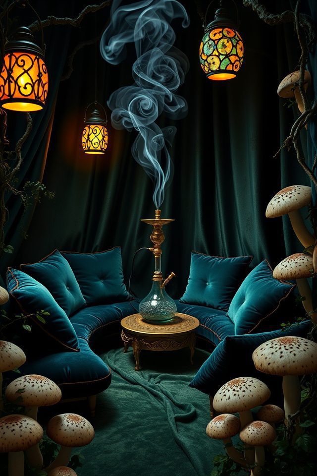 14 Whimsical Art Studio Ideas Inspired by Alice's Adventures 6 smoky caterpillar s whimsical nook