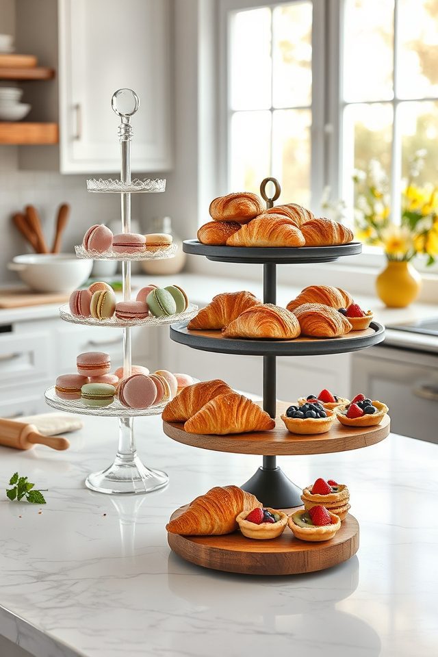 16 Delightful Kitchen Decor Ideas for Those Who Love to Bake 11 space saving decorative tiered stands