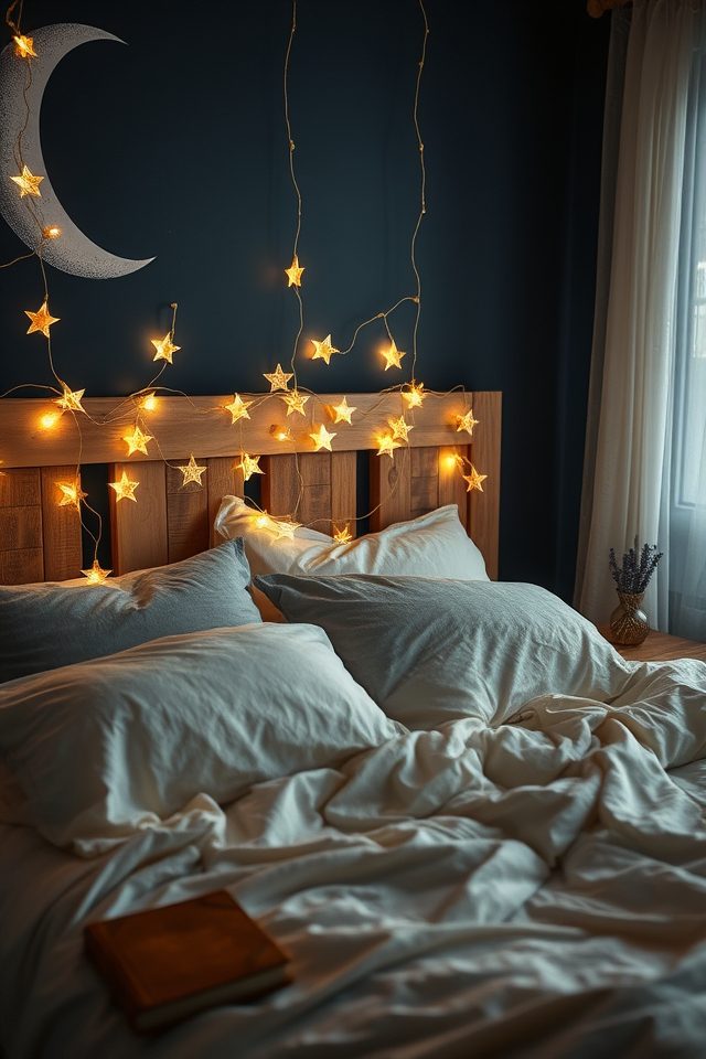 19 Dreamy Celestial Bedroom Ideas to Bring the Night Sky Indoors 16 star shaped fairy lights