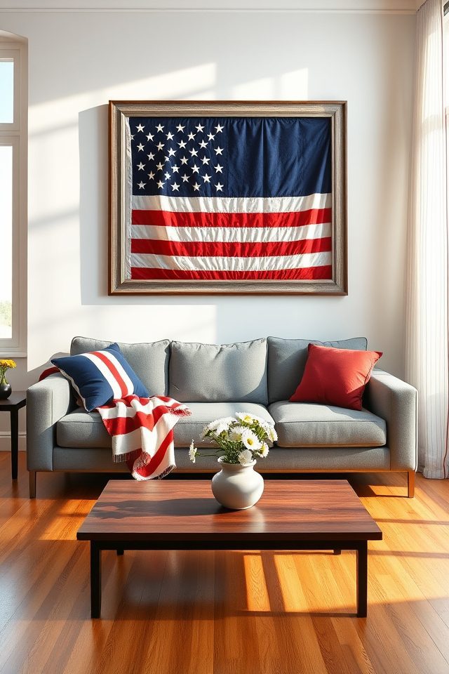 15 Patriotic Living Room Decor Ideas for July 4th 3 star spangled banner display