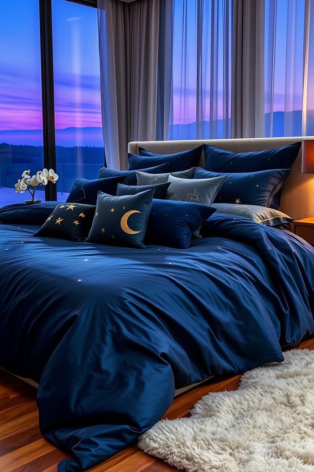 19 Dreamy Celestial Bedroom Ideas to Bring the Night Sky Indoors 7 starry constellation throw pillows