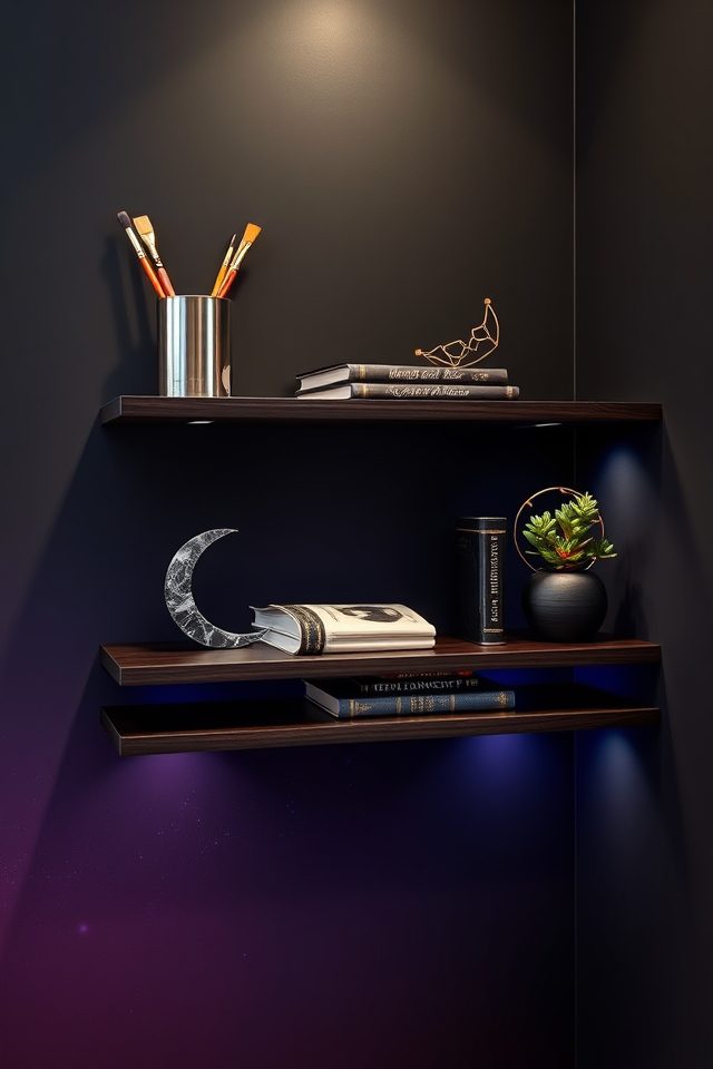 14 Art Studio Decor Ideas Inspired by National Moon Day 6 starry decals and trinkets