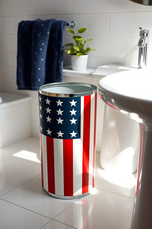 14 Patriotic Bathroom Decor Ideas for July 12 stars and stripes wastebasket