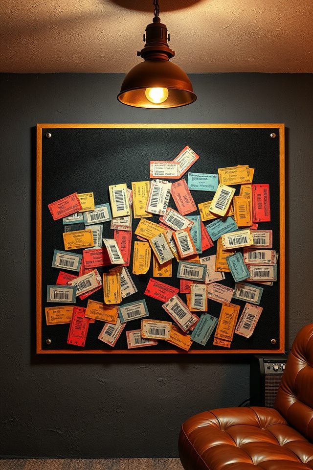 15 Epic Rock 'n' Roll Themed Basement Decor Ideas 8 striking concert ticket collage