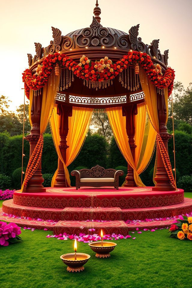 13 Desi Wedding Decor Inspirations for a Vibrant National Cousins Day 5 stunning intricate mandap designs