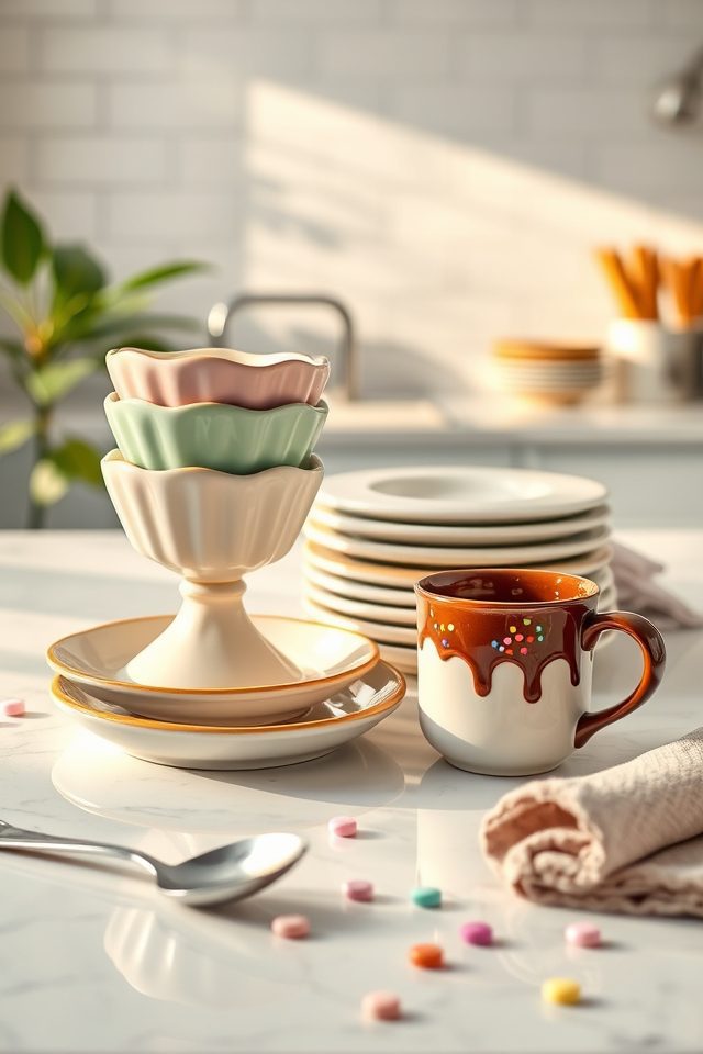 17 Ice Cream Themed Kitchen Decor Ideas 3 sundae inspired sprinkle patterned dishware