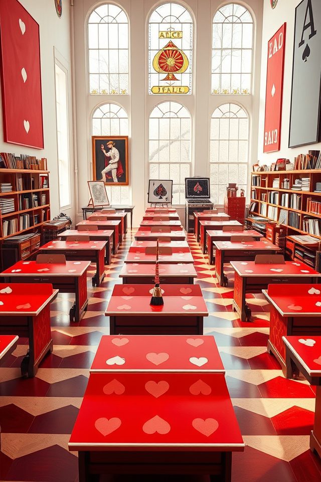 14 Whimsical Art Studio Ideas Inspired by Alice's Adventures 12 symmetrical card soldiers grid