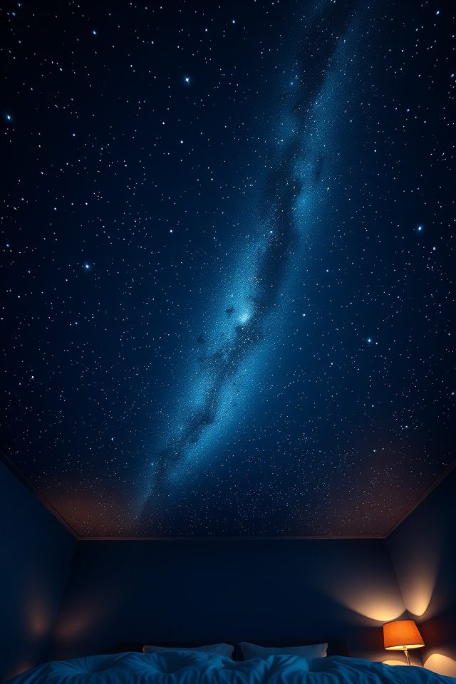 19 Dreamy Celestial Bedroom Ideas to Bring the Night Sky Indoors 1 twinkling stars ceiling murals
