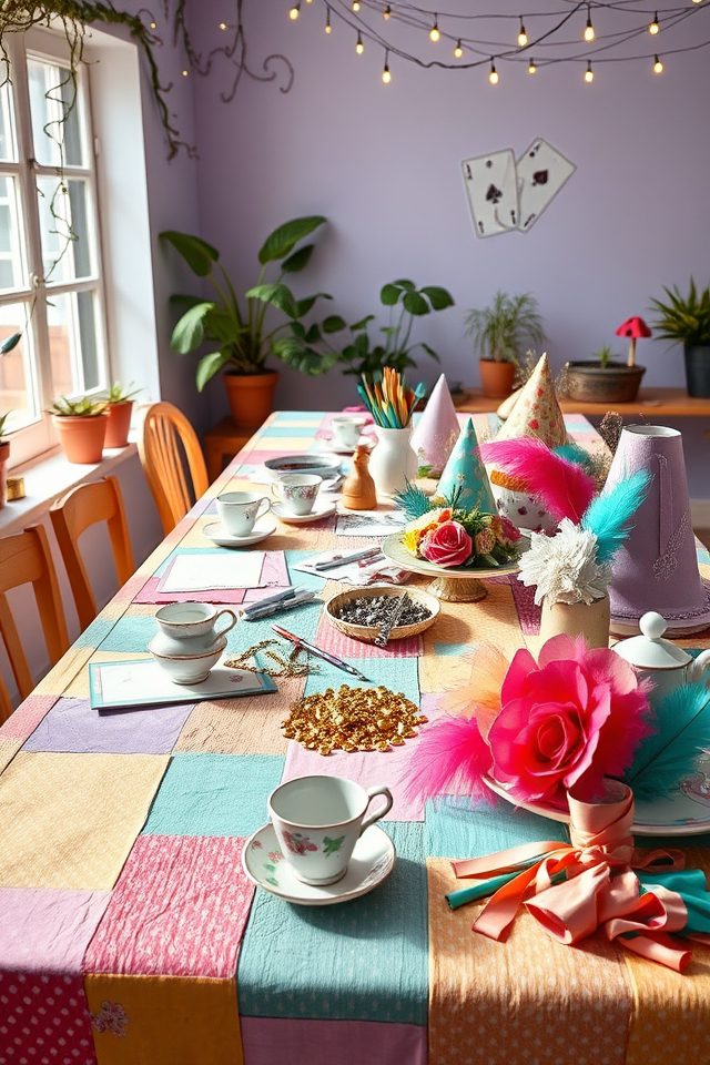 14 Whimsical Art Studio Ideas Inspired by Alice's Adventures 8 unbirthday party crafting station