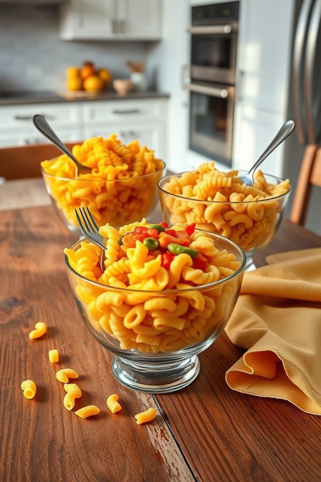 17 Kitchen Decor Ideas to Celebrate National Mac and Cheese Day 13 uncooked noodle bowl centerpieces