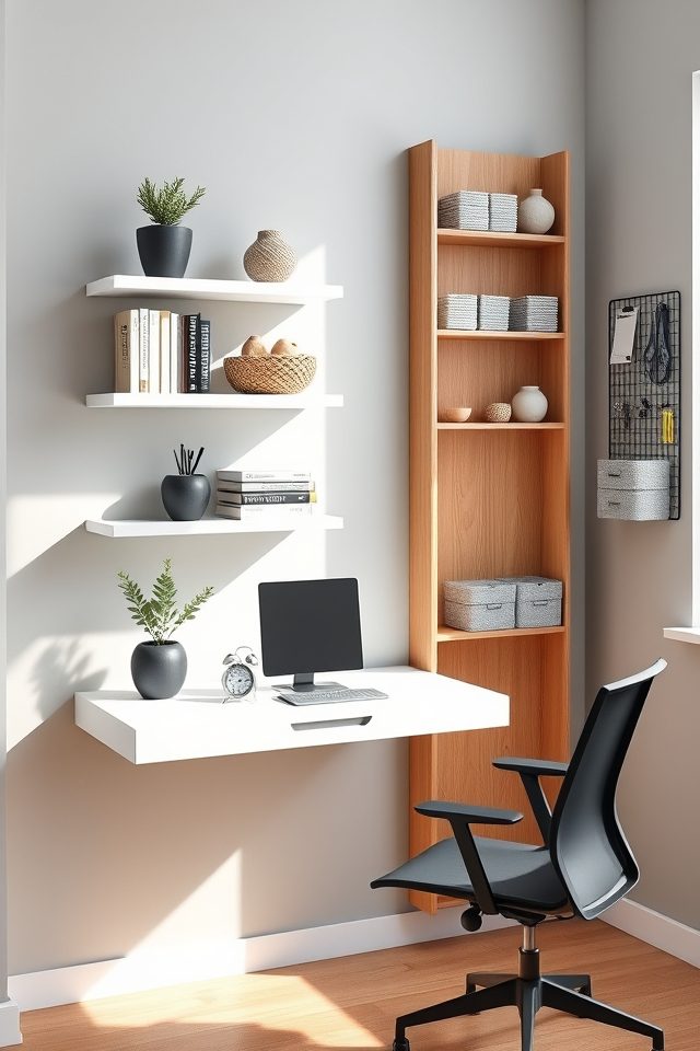 15 Productive Home Office Decor Ideas for a Focused & Simple Workspace 10 utilize vertical storage solutions