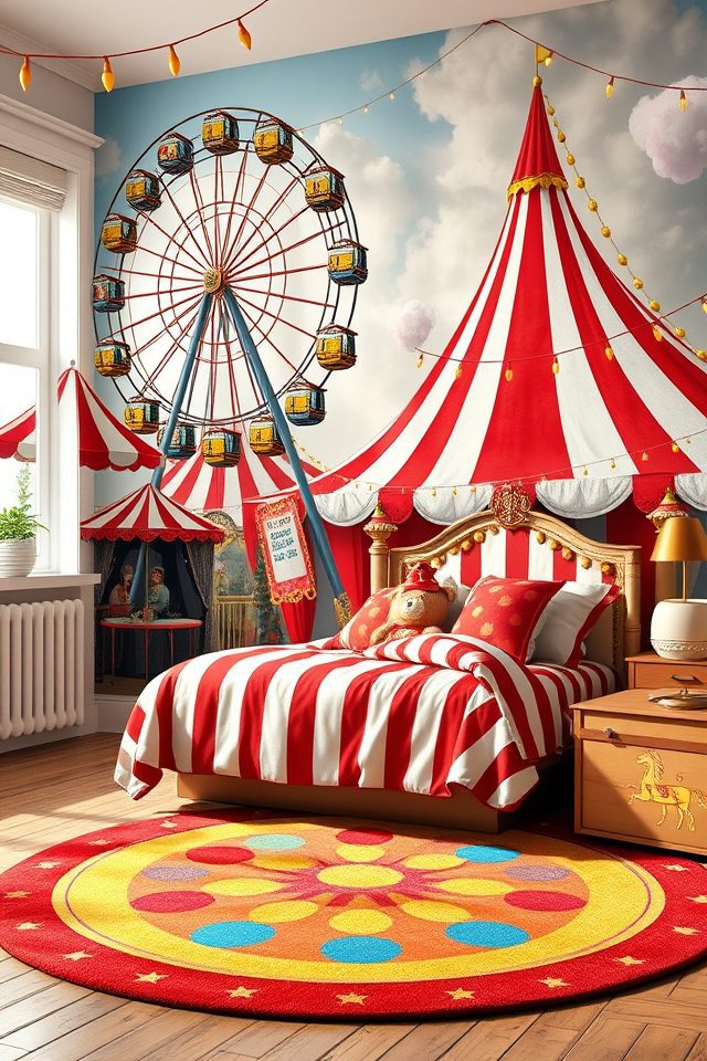 15 Playful Carnival-Themed Kids Room Decor Ideas for Endless Fun 3 vibrant carnival wall murals