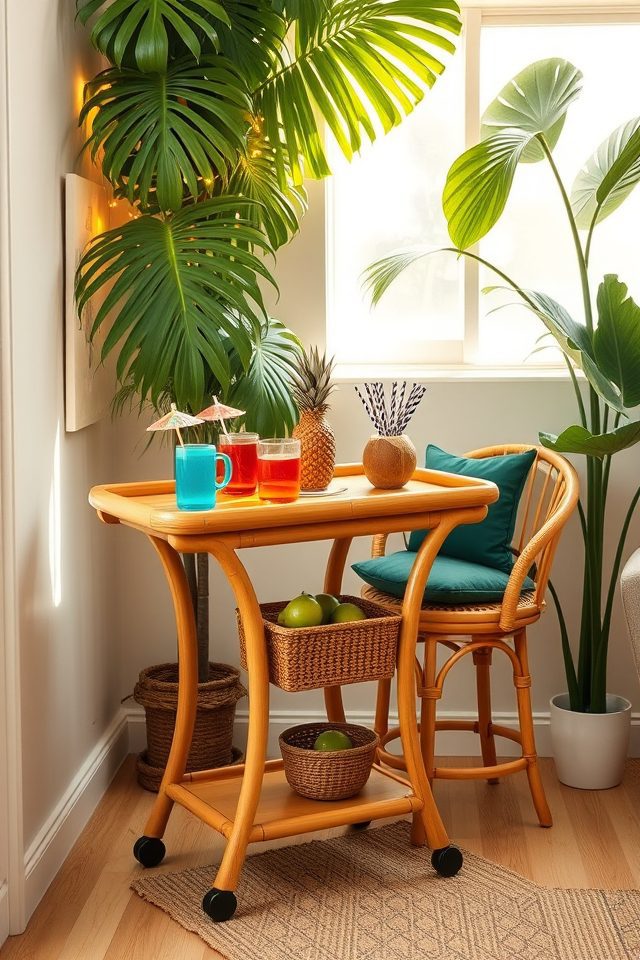 19 Tropical Living Room Decor Ideas to Bring Hawaiian Bliss Home 12 vibrant tiki bar nook
