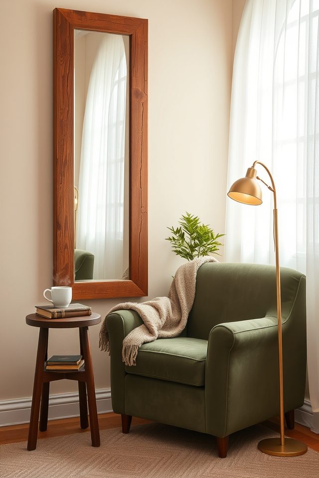 18 Ultimate Cozy Corner Ideas to Create Your Personal Haven 17 wall mirror for depth