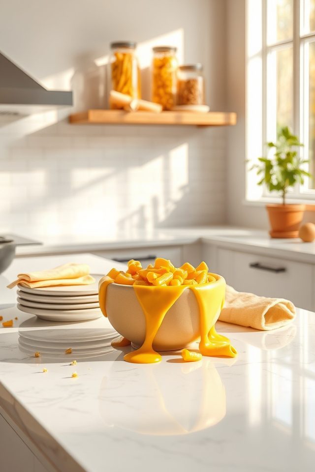17 Kitchen Decor Ideas to Celebrate National Mac and Cheese Day 2 warm creamy cheese hues