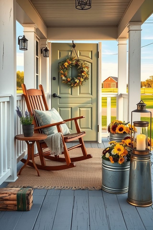 20 Charming Farmhouse Decor Ideas Celebrating Country Spirit 19 warm farmhouse porch welcome