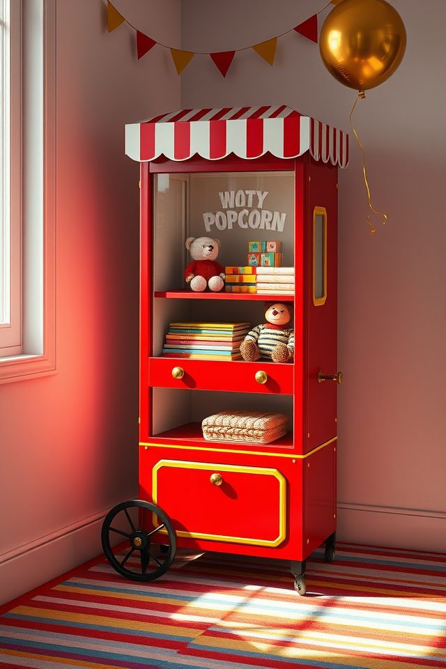 15 Playful Carnival-Themed Kids Room Decor Ideas for Endless Fun 10 whimsical carnival popcorn storage