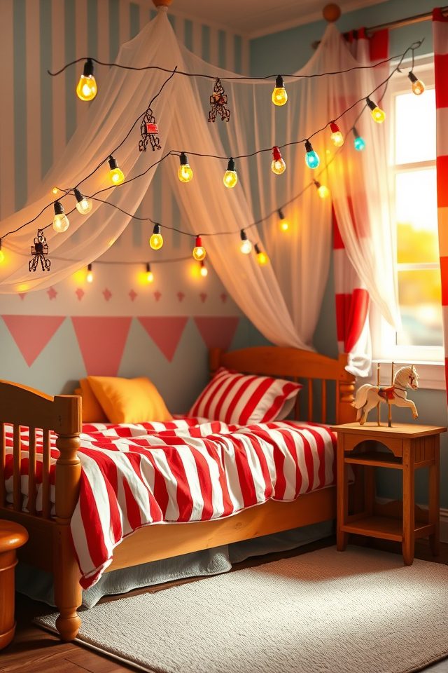 15 Playful Carnival-Themed Kids Room Decor Ideas for Endless Fun 6 whimsical funfair string lights