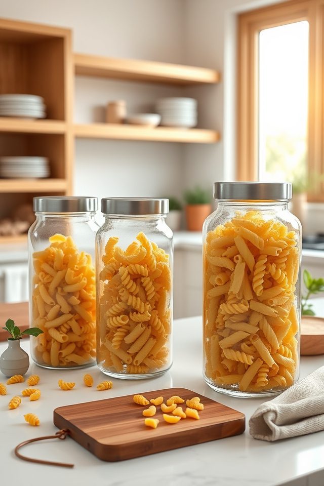 17 Kitchen Decor Ideas to Celebrate National Mac and Cheese Day 6 whimsical macaroni storage jars