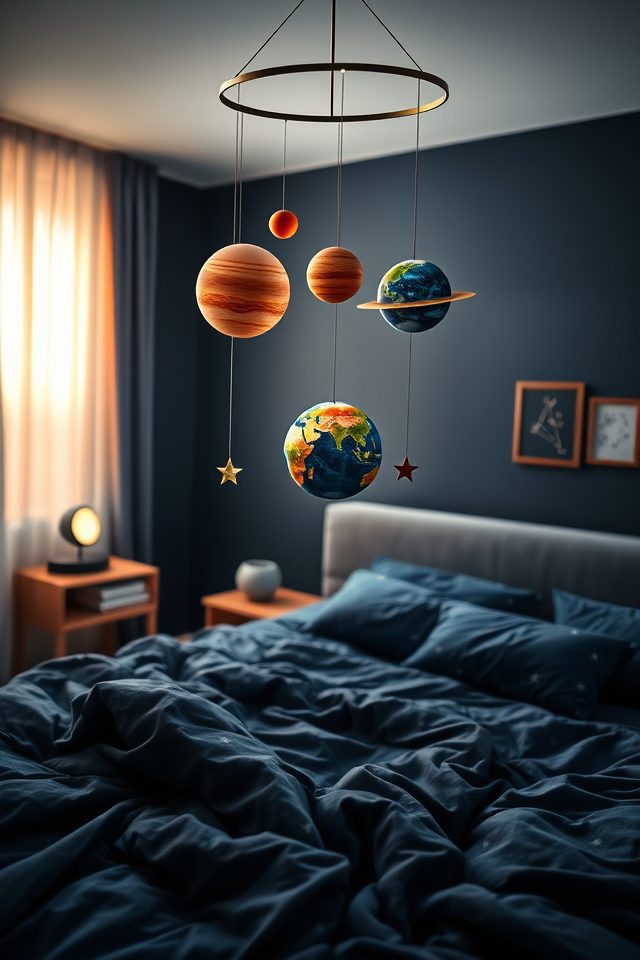 19 Dreamy Celestial Bedroom Ideas to Bring the Night Sky Indoors 9 whimsical solar system mobile
