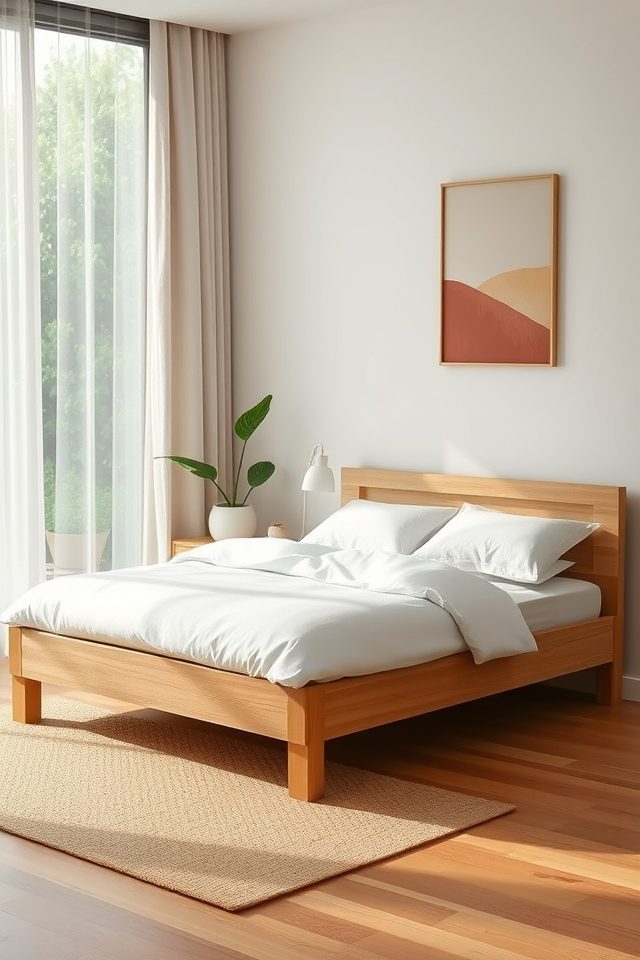 17 Minimalist Bedroom Decor Ideas for a Calm and Serene Retreat 16 wood plants and fabrics