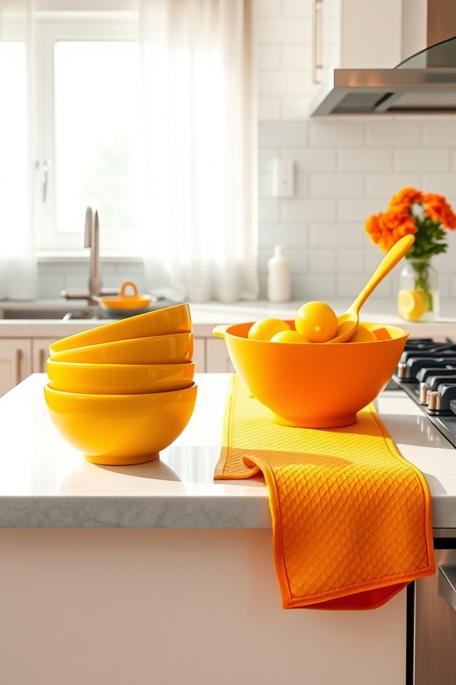 17 Kitchen Decor Ideas to Celebrate National Mac and Cheese Day 8 yellow orange accent pieces