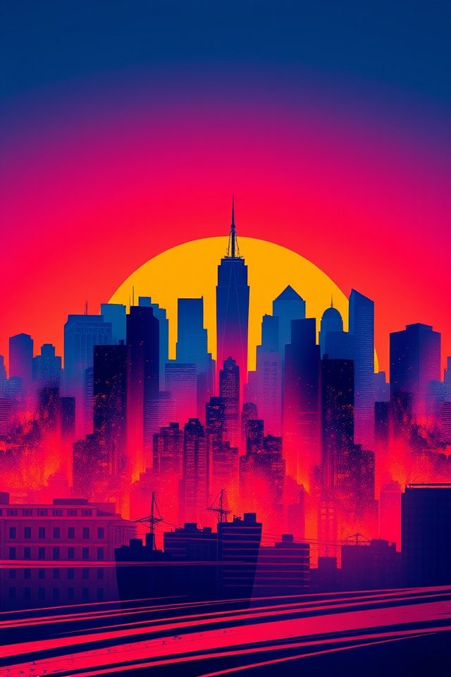 15 Wallpaper Ideas for Coloring to Brighten Your Space 13 bold skyline silhouette wallpapers
