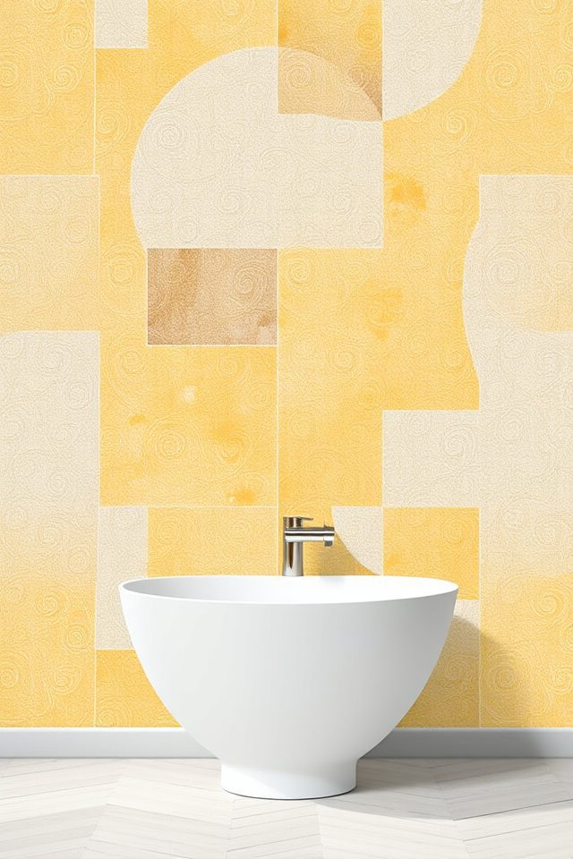 17 Wallpaper Ideas for Guest Bathroom That Inspire Comfort 9 stylish mustard gray guest bathroom