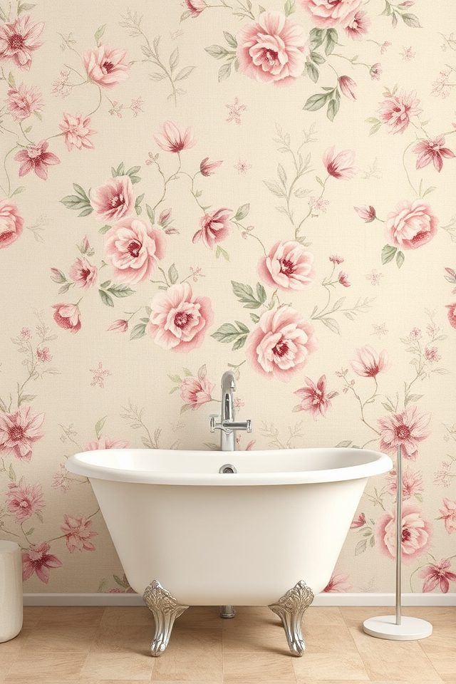 16 Wallpaper Ideas for a Small Bathroom You’ll Love 5 timeless vintage floral elegance