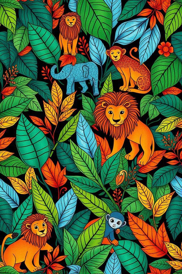 15 Wallpaper Ideas for Coloring to Brighten Your Space 5 vibrant animal adventure wallpaper