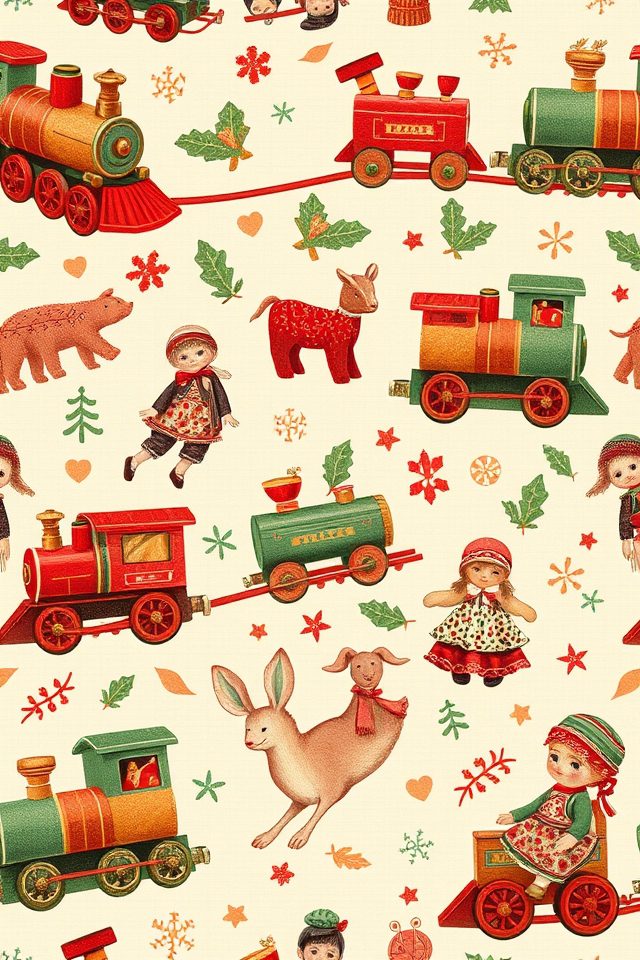 15 Wallpaper Ideas for Christmas to Brighten Your Home 10 vintage toy christmas charm