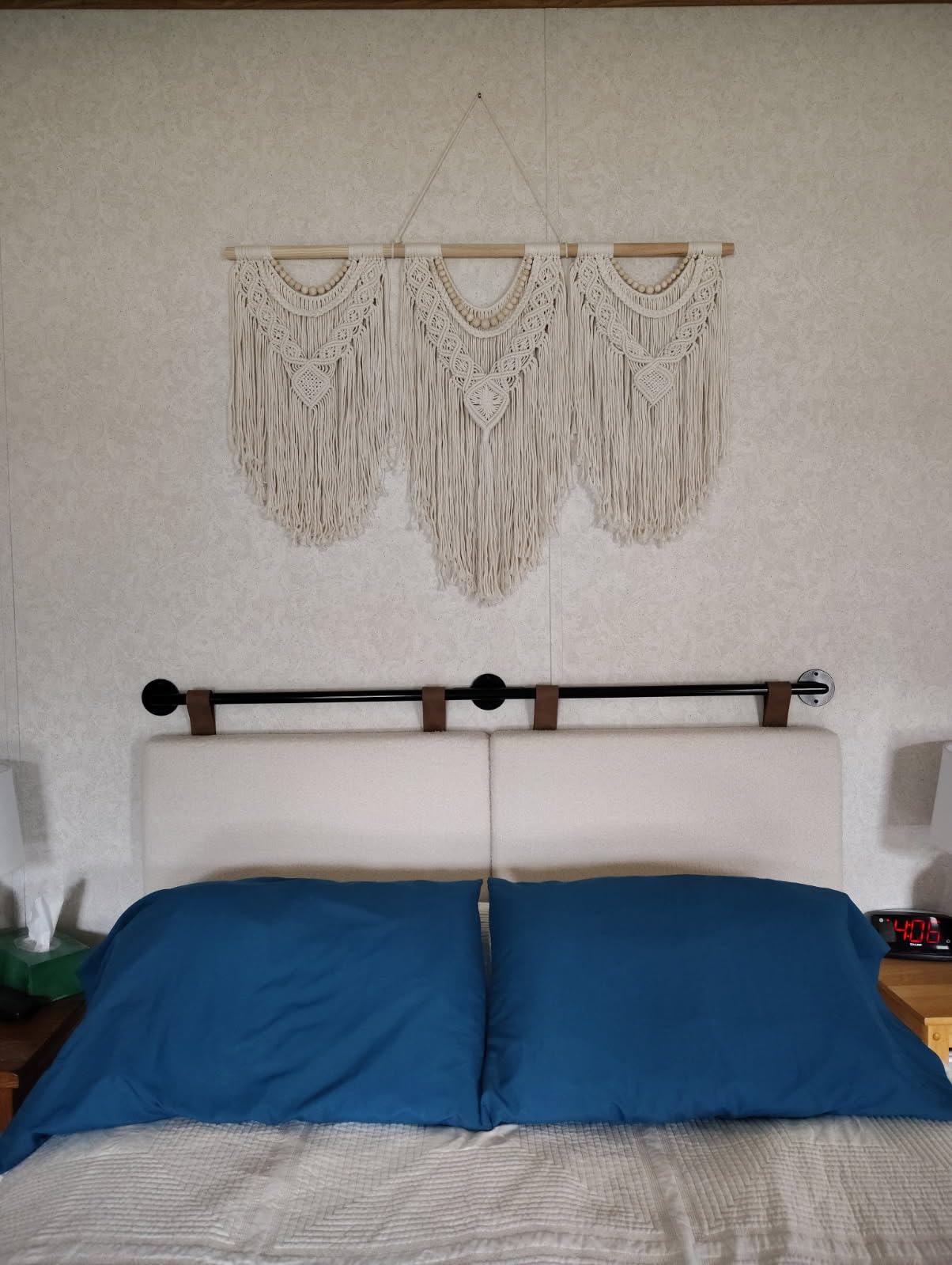 Nathan James Harlow Modern Wall Mount Hanging Headboard, King, Brown Faux Leather Customer Review Nathan James Harlow Modern Wall Mount Hanging Headboard, King, Brown Faux Leather - Customer Photo 2