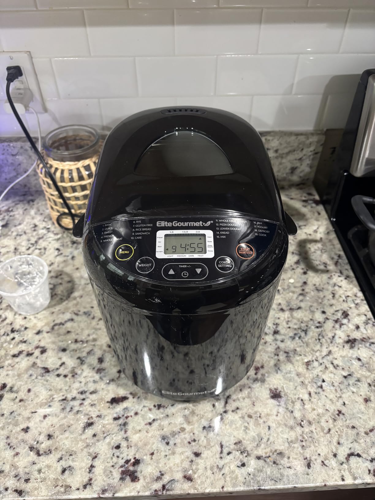 Elite Gourmet EBM8103B Programmable Bread Maker Machine 3 Loaf Sizes, 19 Menu Functions Gluten Free White Wheat Rye French and more, 2 Lbs, Black Customer Review Image Elite Gourmet EBM8103B Programmable Bread Maker Machine 3 Loaf Sizes, 19 Menu Functions Gluten Free White Wheat Rye French and more, 2 Lbs, Black - Customer Photo 1