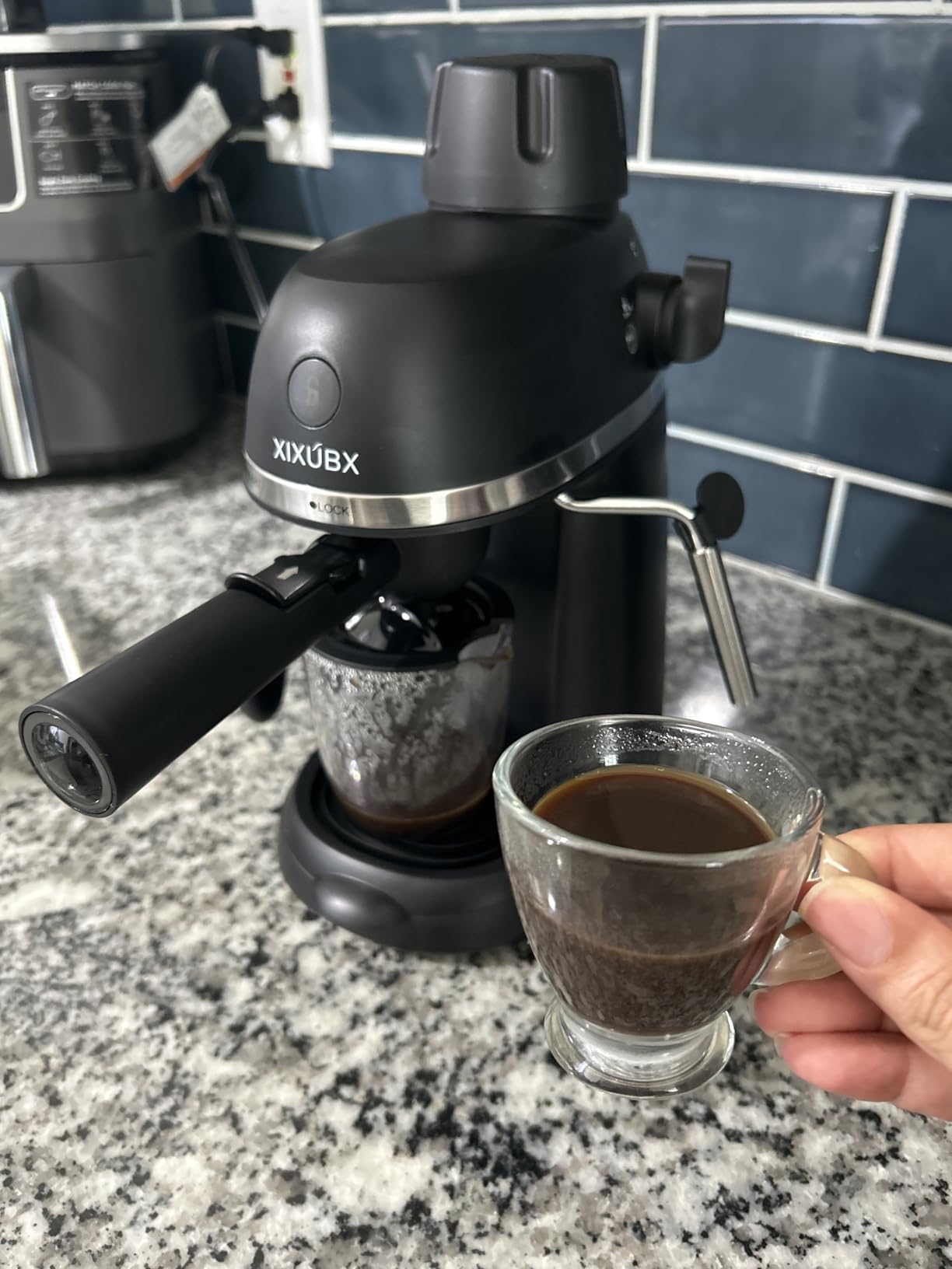 Coffee Machine, 3.5 Bar Espresso & Cappuccino Machine with Steam Wand, Compact Design Coffee Maker for Latte, Safety Lock & Tritan Cups, 800w, Black Customer Review Coffee Machine, 3.5 Bar Espresso & Cappuccino Machine with Steam Wand, Compact Design Coffee Maker for Latte, Safety Lock & Tritan Cups, 800w, Black - Customer Photo 2