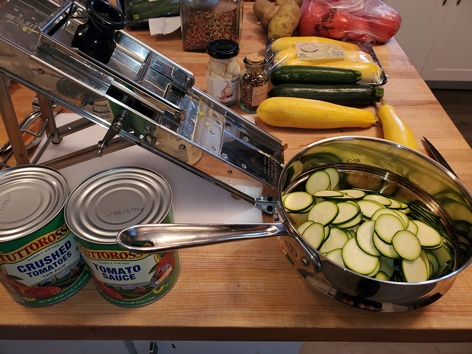 BRON COUCKE - Professional Mandoline - Stainless Steel - Slices Fruits and Vegetables, Makes French Fries and Julienne - Straight Blade + Waffle Blade - Adjustable Thickness - Includes Safety Carriage Customer Review BRON COUCKE - Professional Mandoline - Stainless Steel - Slices Fruits and Vegetables, Makes French Fries and Julienne - Straight Blade + Waffle Blade - Adjustable Thickness - Includes Safety Carriage - Customer Photo 1