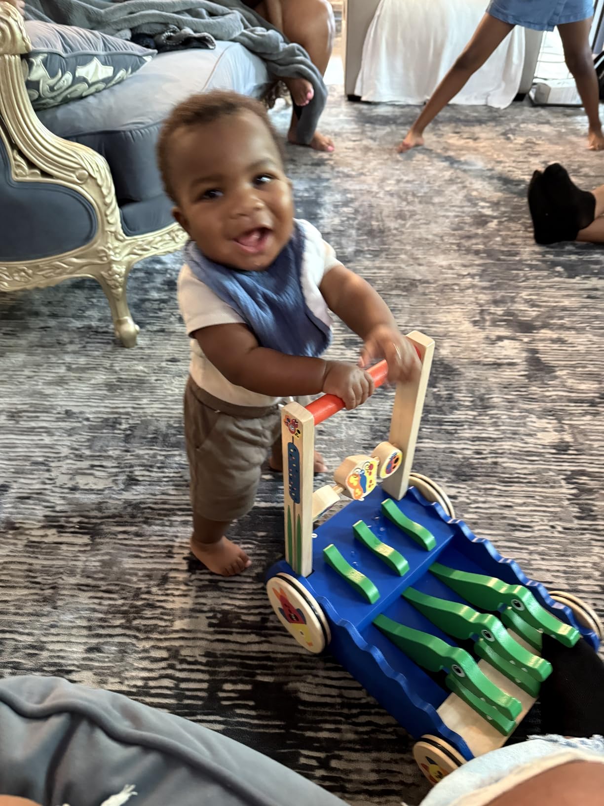 Melissa & Doug Deluxe Chomp and Clack Alligator Wooden Push Toy and Activity Walker Customer Review Melissa & Doug Deluxe Chomp and Clack Alligator Wooden Push Toy and Activity Walker - Customer Photo 1
