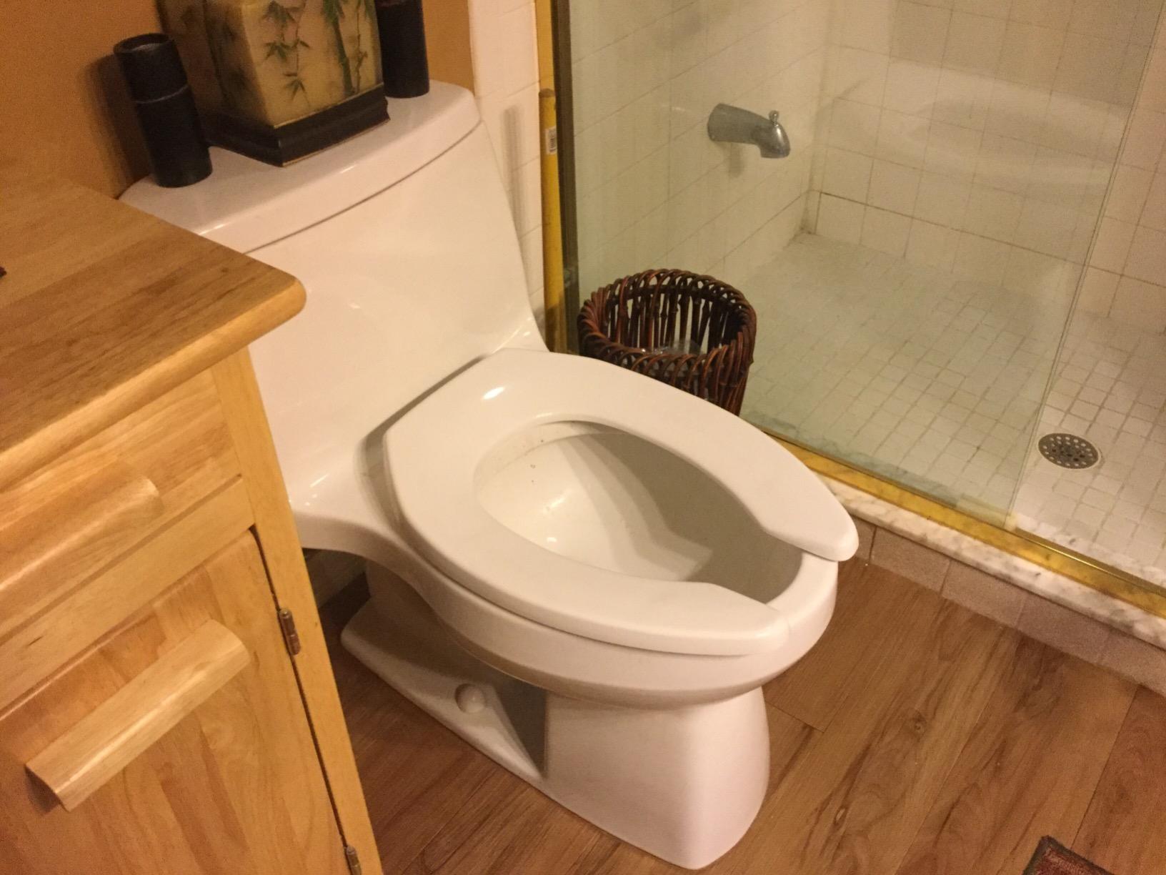 BEMIS 1955SSCT Commercial Open Front Plastic Toilet Seat, Heavy Duty Industrial No Slam Seat without Lid - Customer Photo 1