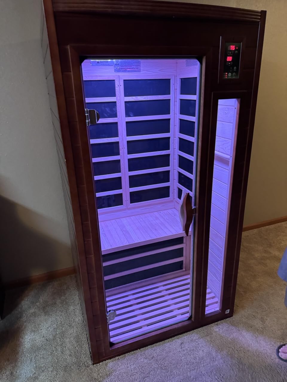 Dynamic Saunas Barcelona 1- to 2-Person Low EMF FAR Infrared Sauna with Red Light Therapy & Bluetooth Speakers | Personal Indoor Dry Heat Sauna for Home & Gym – Made from Canadian Hemlock Customer Review Dynamic Saunas Barcelona 1- to 2-Person Low EMF FAR Infrared Sauna with Red Light Therapy & Bluetooth Speakers | Personal Indoor Dry Heat Sauna for Home & Gym – Made from Canadian Hemlock - Customer Photo 2