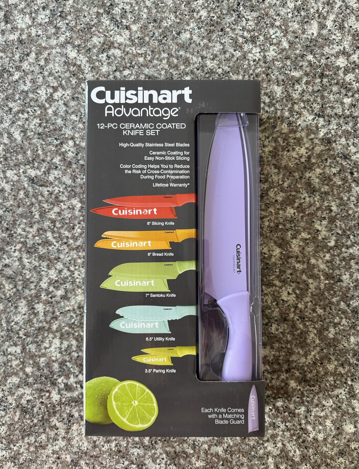 Cuisinart 12-Piece Kitchen Knife Set, Advantage Color Collection with Blade Guards, Multicolored, C55-12PCER1 - Customer Photo 1