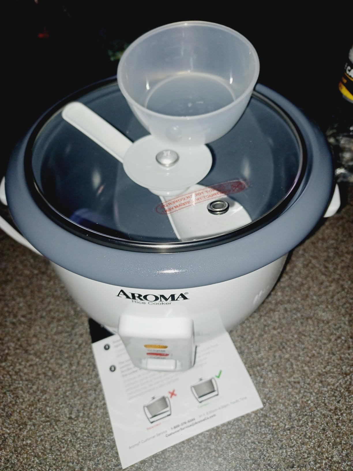 Aroma Housewares Aroma 6-cup (cooked) 1.5 Qt. One Touch Rice Cooker, White (ARC-363NG), 6 cup cooked/ 3 cup uncook/ 1.5 Qt. Customer Review Aroma Housewares Aroma 6-cup (cooked) 1.5 Qt. One Touch Rice Cooker, White (ARC-363NG), 6 cup cooked/ 3 cup uncook/ 1.5 Qt. - Customer Photo 1