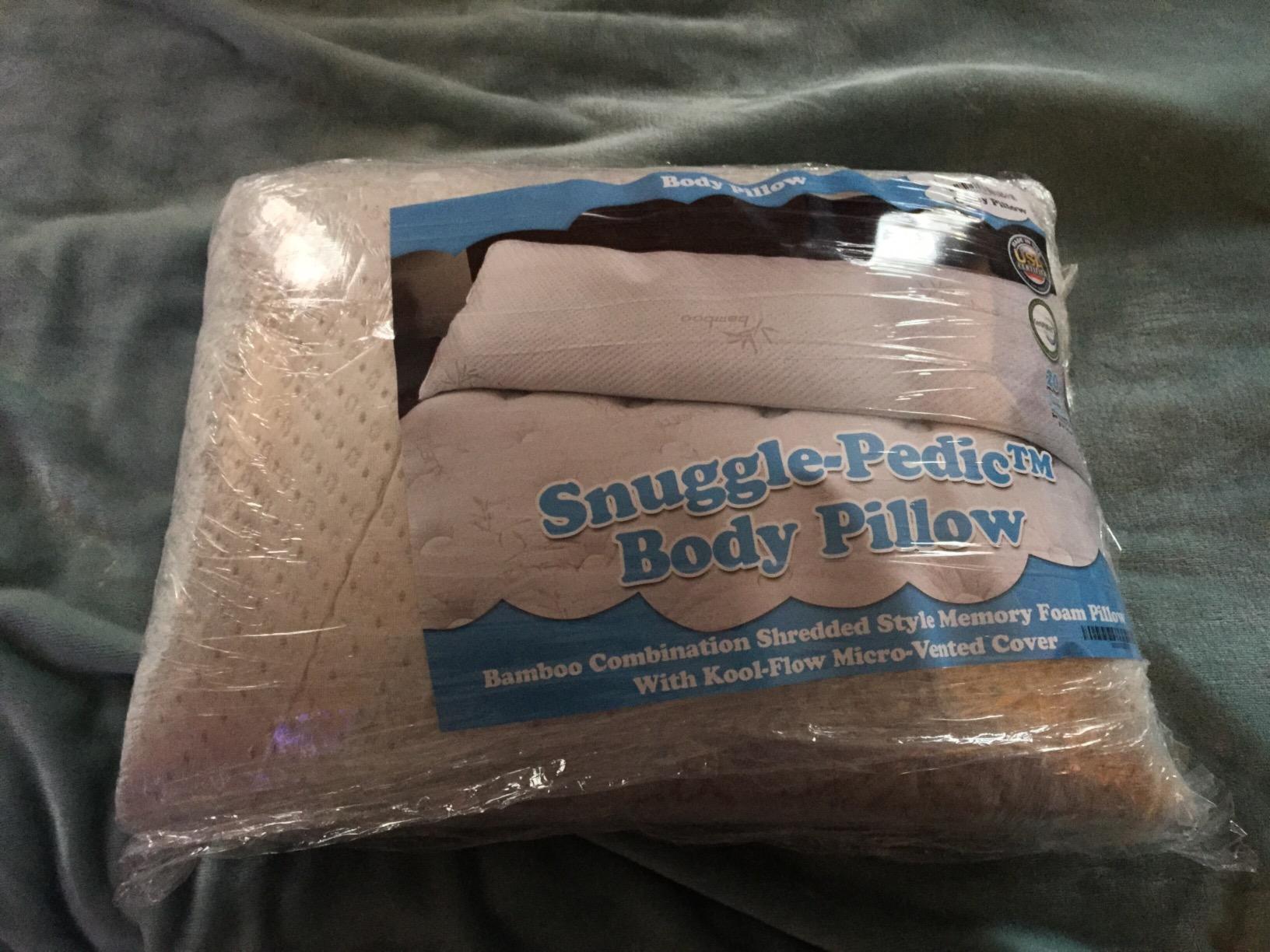 Snuggle-Pedic Body Pillow for Adults - Breathable, Full Body Pillow for Side Sleepers - Shredded Memory Foam Gel - Cooling Long Pillow Supports Legs, Belly & HIPS - 20x54 White - Customer Photo 2